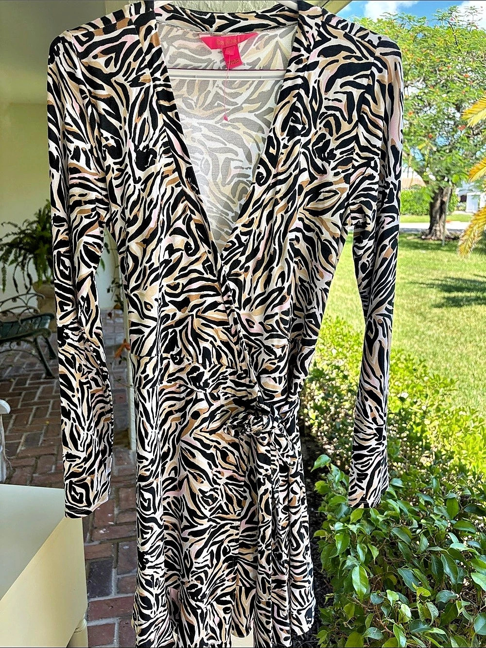 Betsey Johnson Animal Print Wrap Mini Dress Size Large Like New